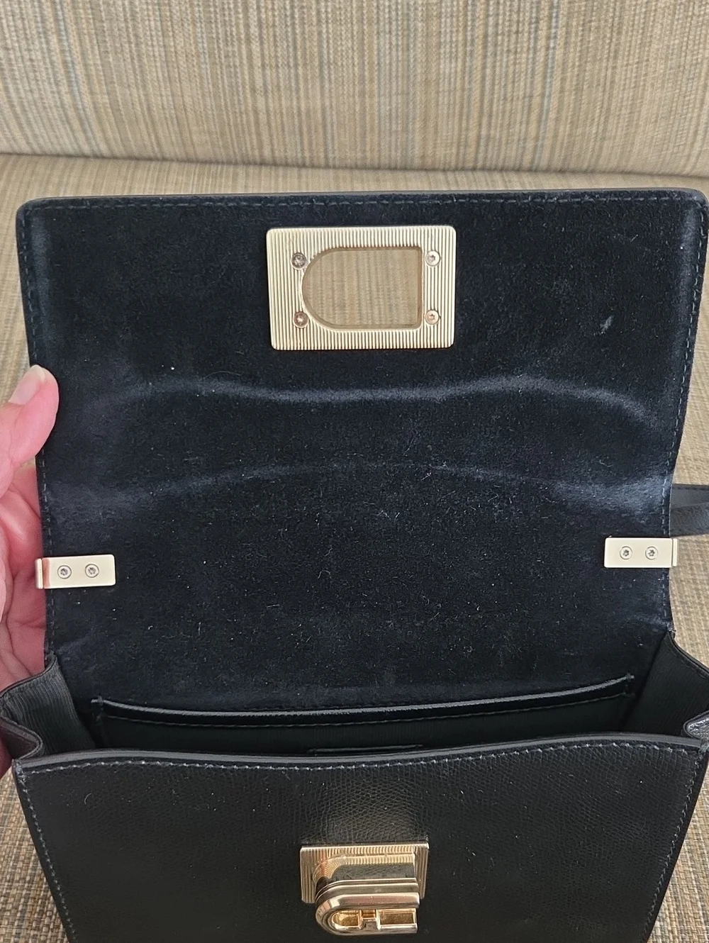 Furla Pink, Black & Cream Striped Chain Crossbody and dusty